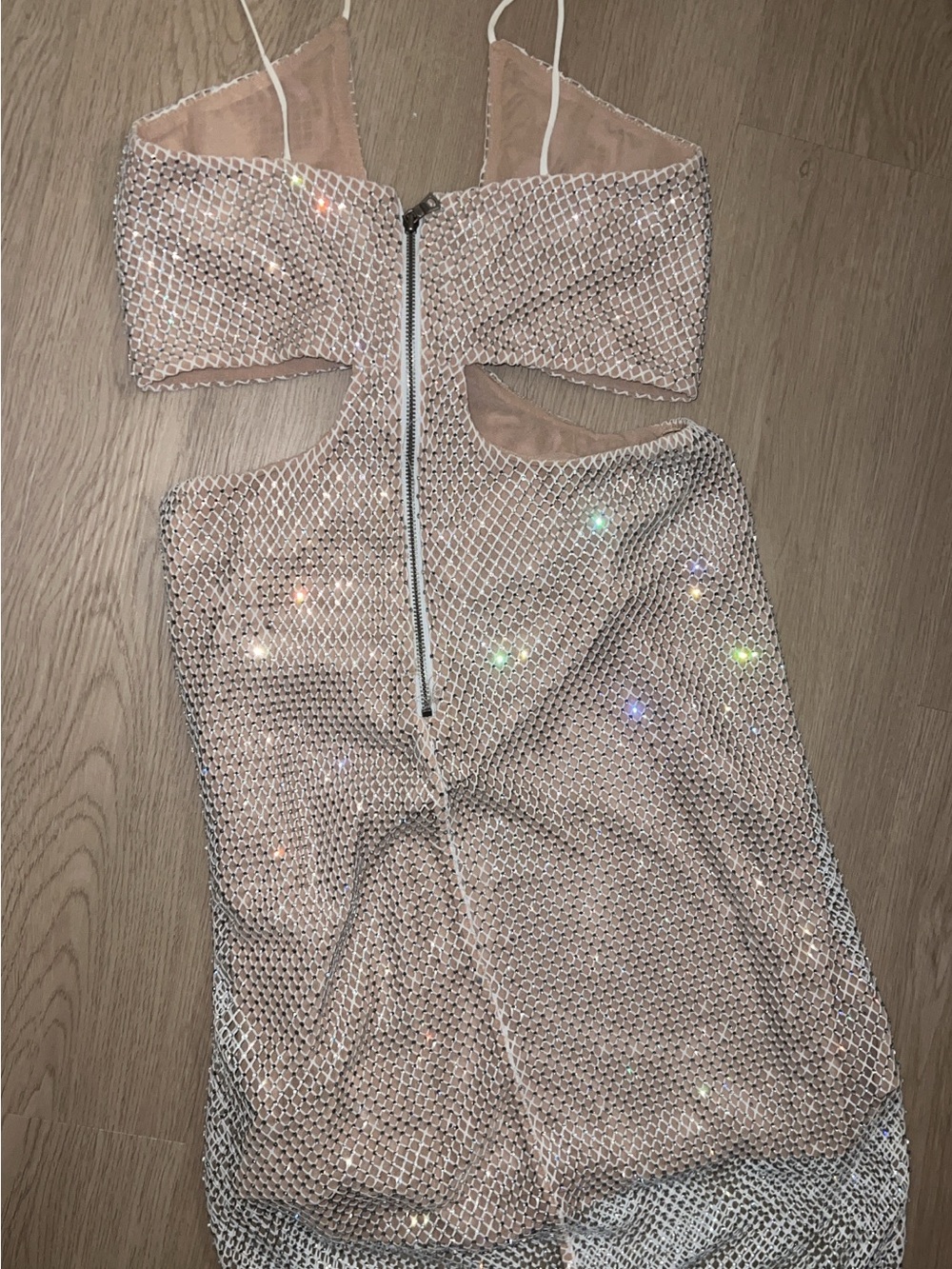 Alice + Olivia Blush Pink Mesh Tie-Front Top - Picture 4 of 8